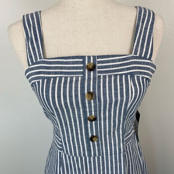 NWT RACHEL Rachel Roy Navy Blue and White Striped Midi Dress Size 2 - Picture 2 of 10